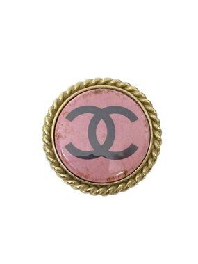 Chanel Brooch Pin Accessories Small Coco Mark GP Gold Pink